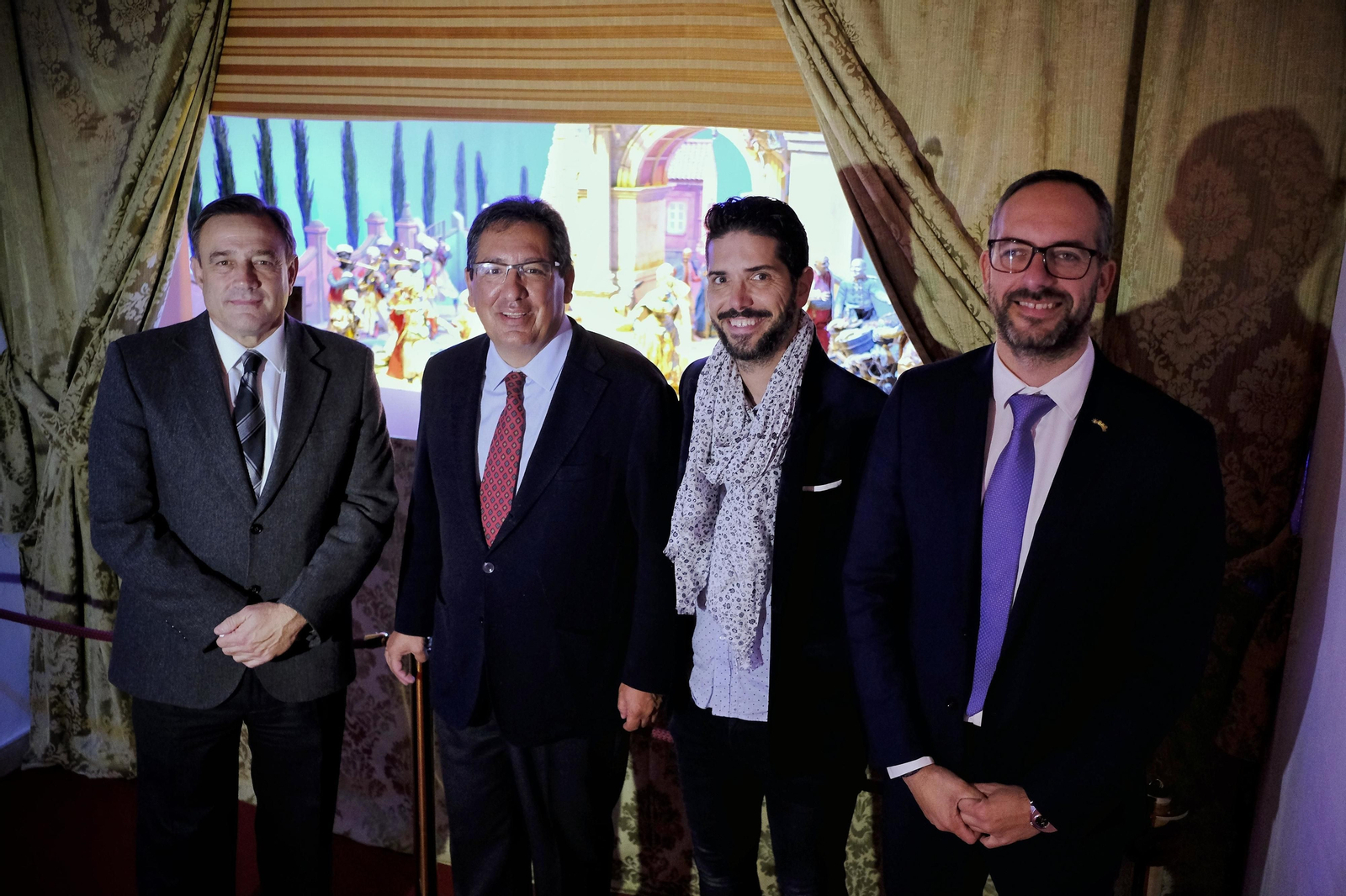 Alfonso Rodríguez, Antonio Pulido, Pepito El Caja y Manuel Morera, ayer en Cajasol