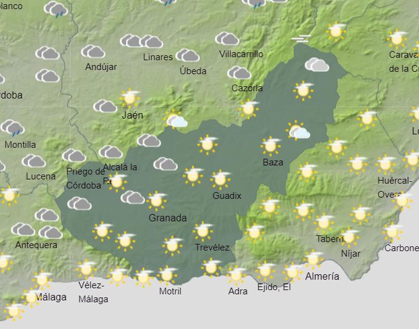 Aviso amarillo por fenómenos costeros y temperaturas sin cambios en la provincia de Granada