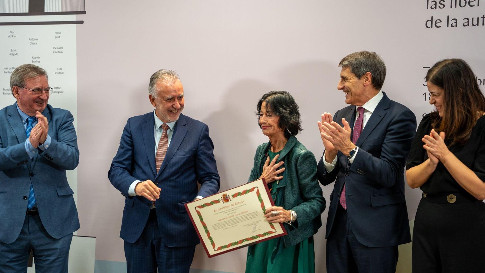 El ministro de Política Territorial y Memoria Democrática, Ángel Víctor Torres, en el acto de reconocimiento a 30 periodistas que han desarrollado su labor profesional durante la Transición