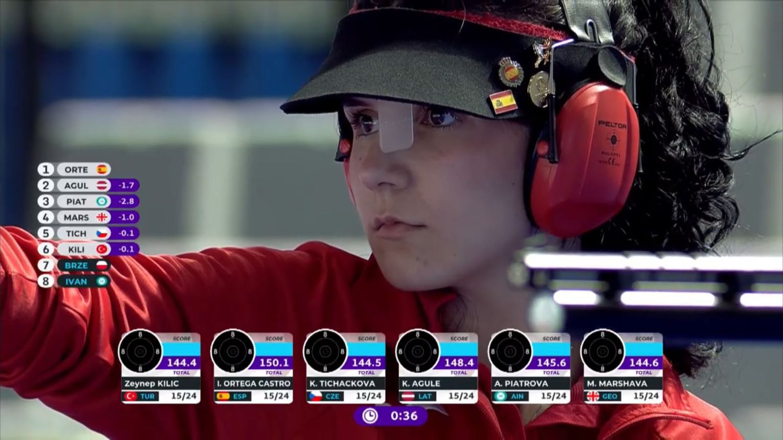 La tiradora almeriense durante su participación en una competición.