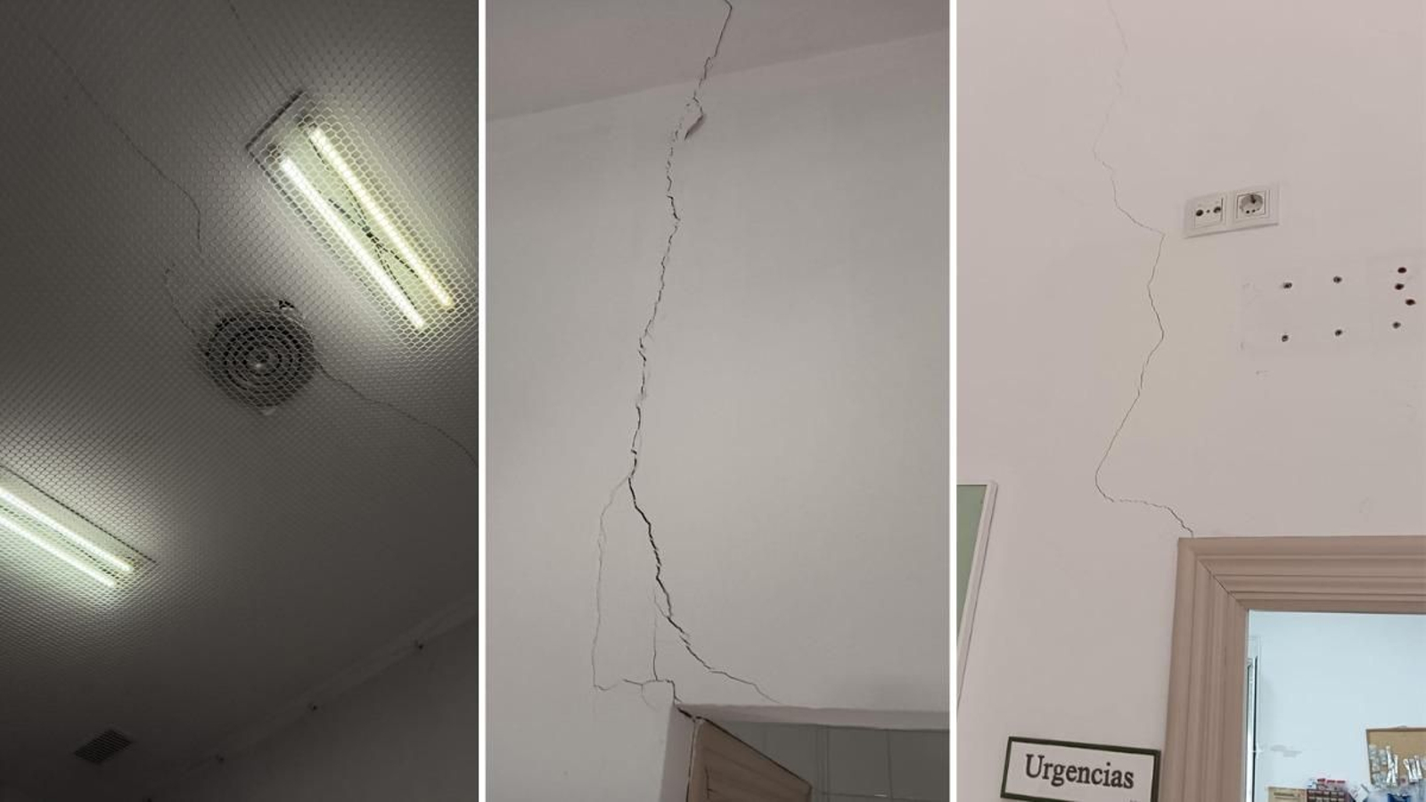 Algunas de las grietas en paredes y techos denunciadas por Satse.