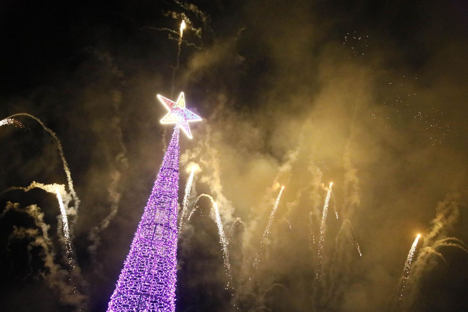 Las imágenes del encendido de la iluminación navideña en el Hospital Torrecárdenas de Almería