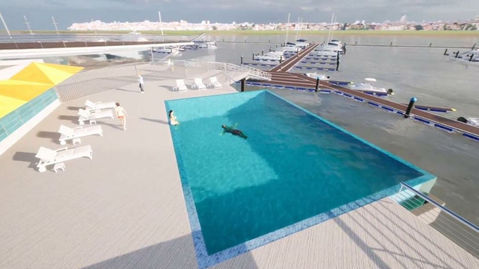 Imagen virtual de la pisicna que tendrá la Marina Deportiva.