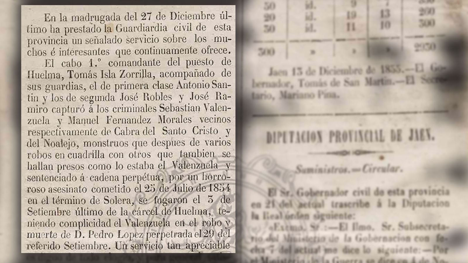 Extracto del Boletín Oficial de la Provincia de Jaén del 2 de enero de 1856