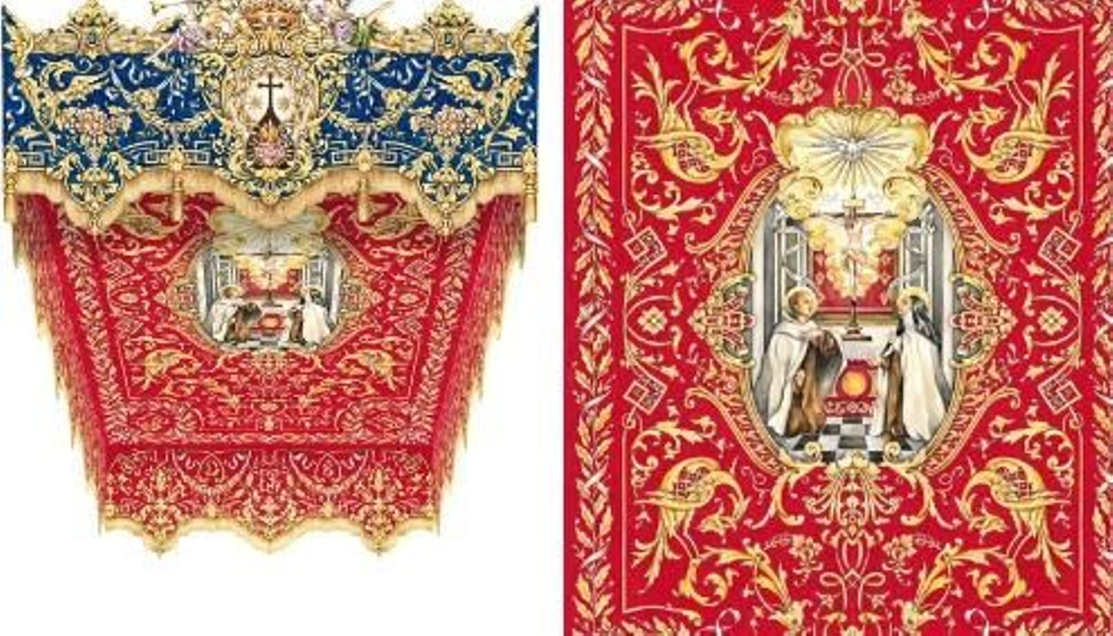 El diseño de bordados para elpalio de la Virgen de la Salud