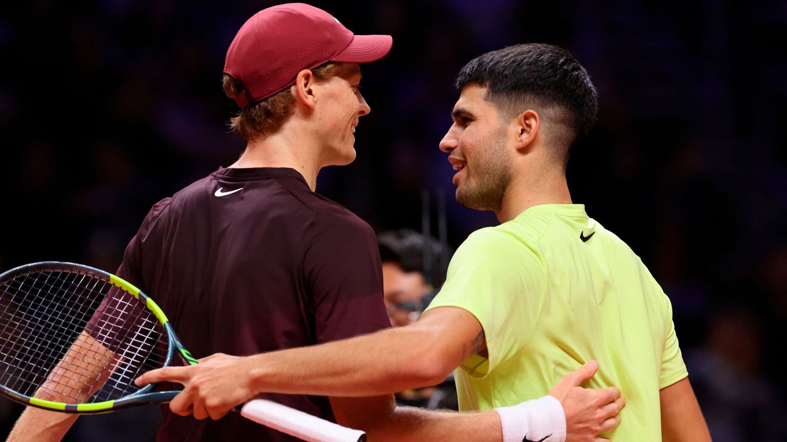 Sinner y Alcaraz, durante una exhibición en Corea del Sur