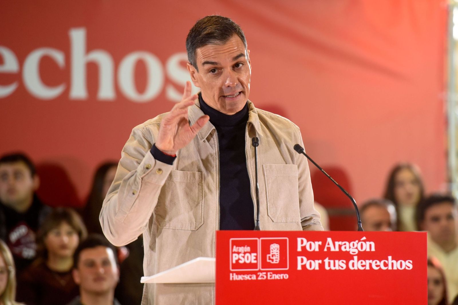 Pedro Sánchez este domingo en Huesca.