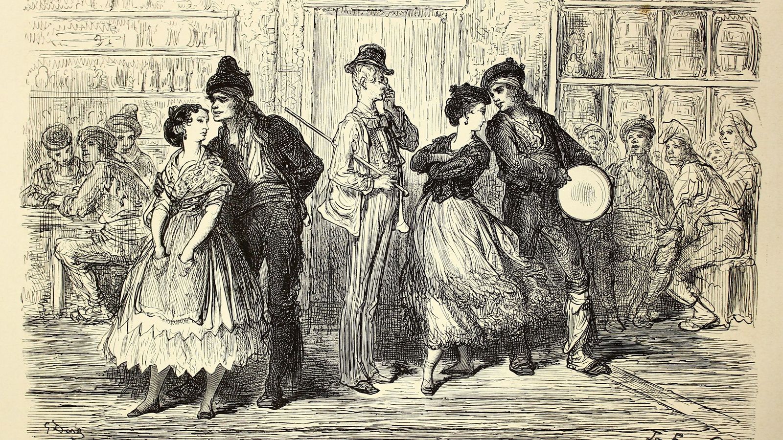 Ilustración de una escena de la zarzuela 'El tío Caniyitas o el Mundo Nuevo de Cádiz'.