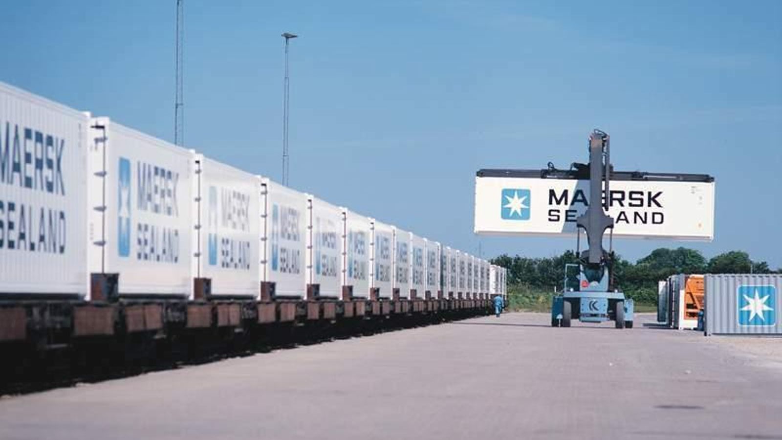 Un tren de Maersk como los que circularán a través de la vía Huelva-Zafra.
