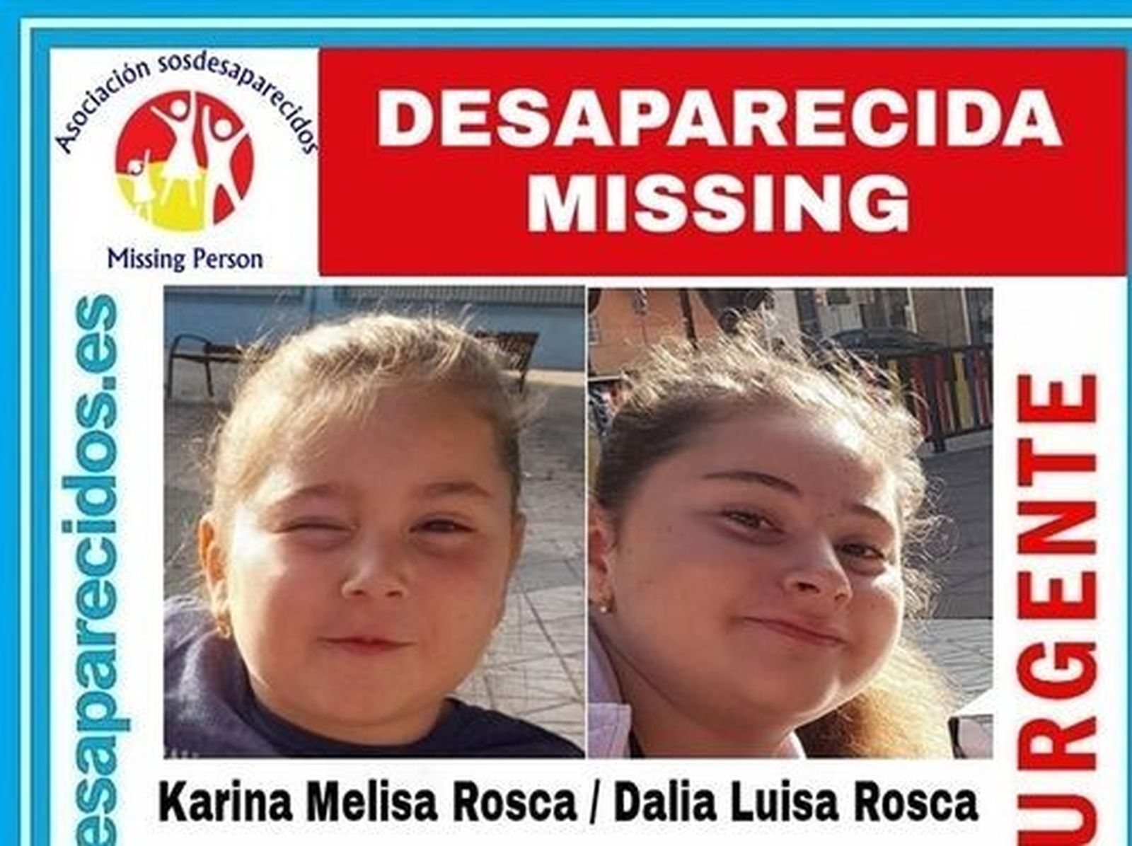Cartel de las dos niñas desaparecidas.