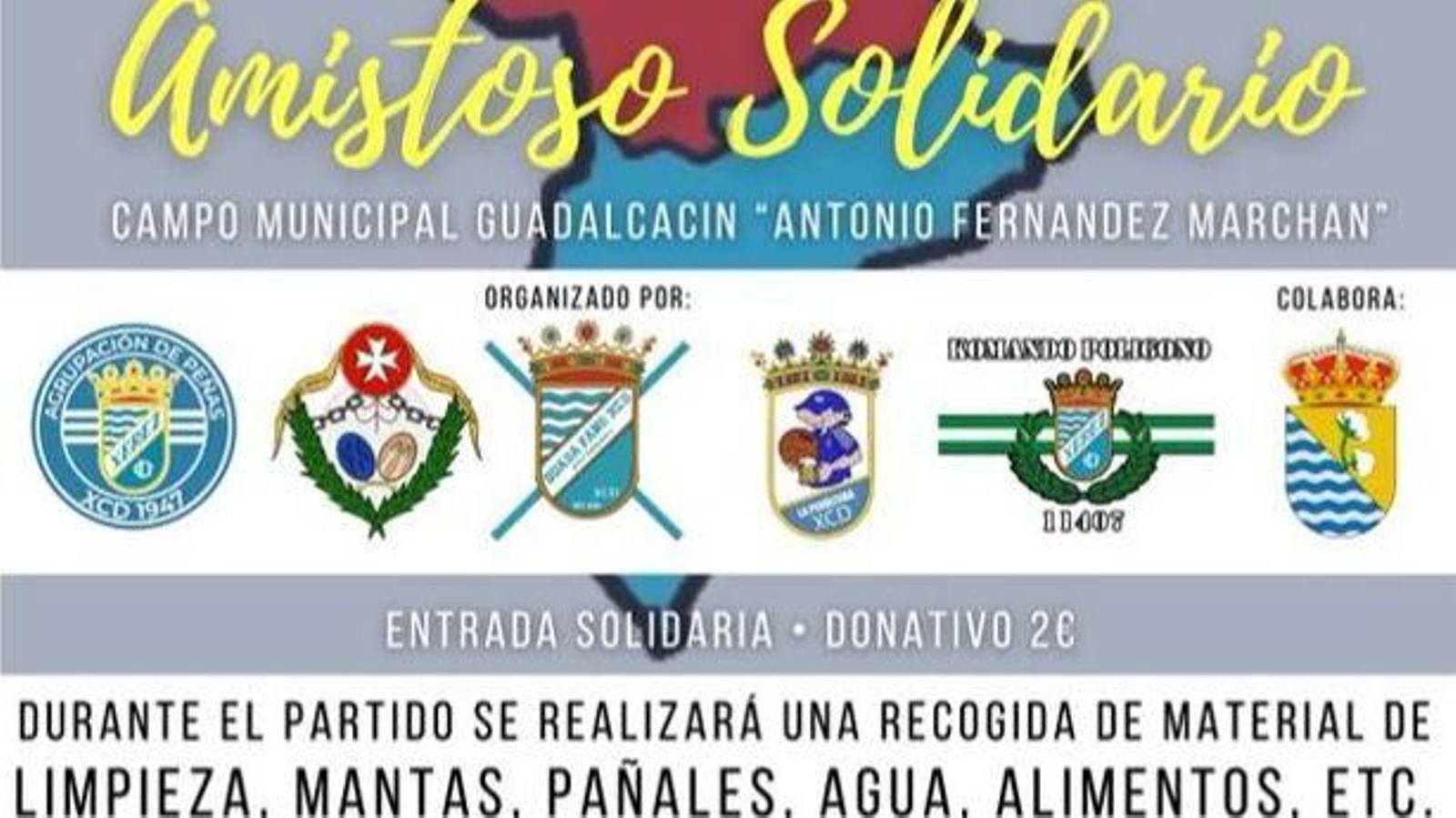 Detalle del cartel del amistoso solidario en Guadalcacín.