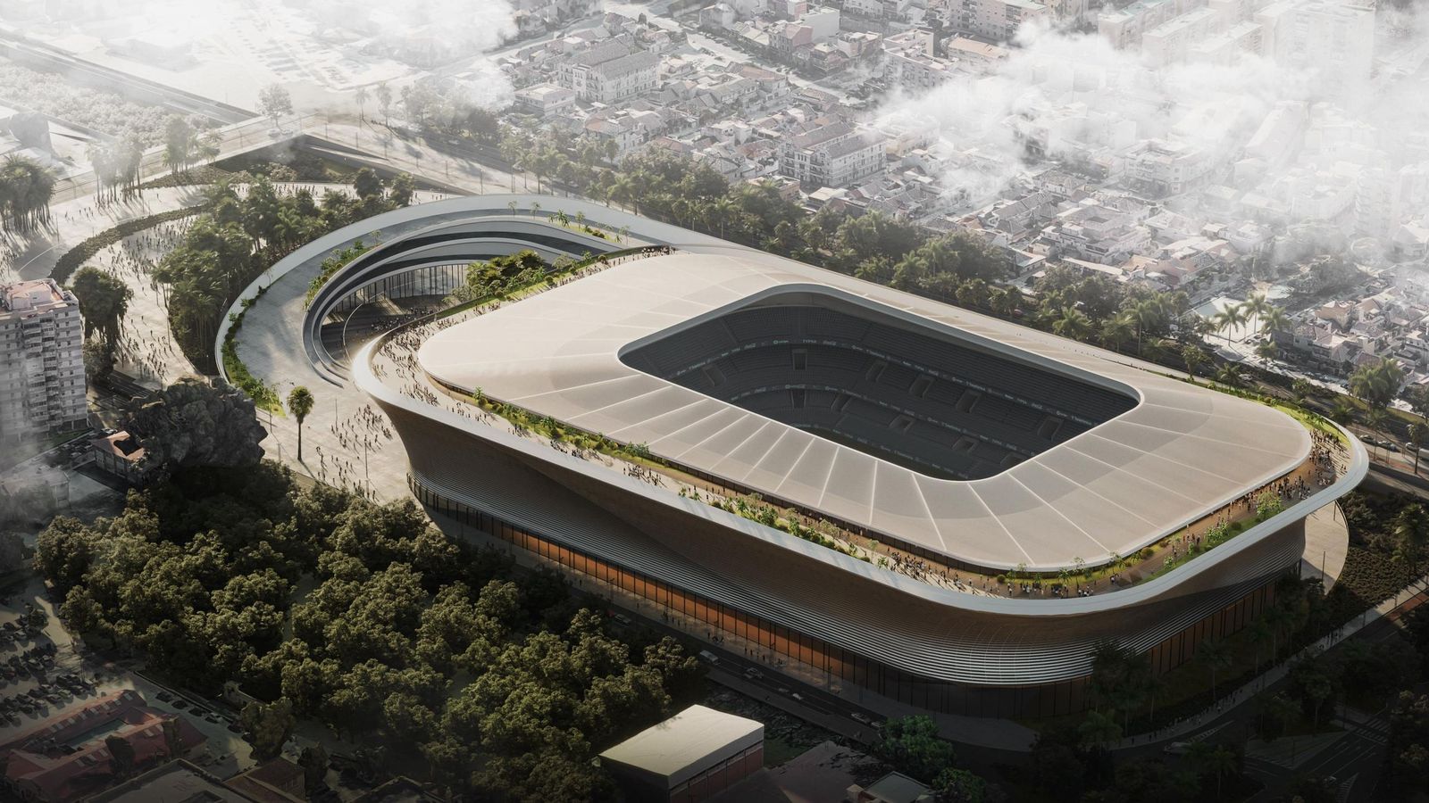 Proyección de La Rosaleda para el Mundial 2030