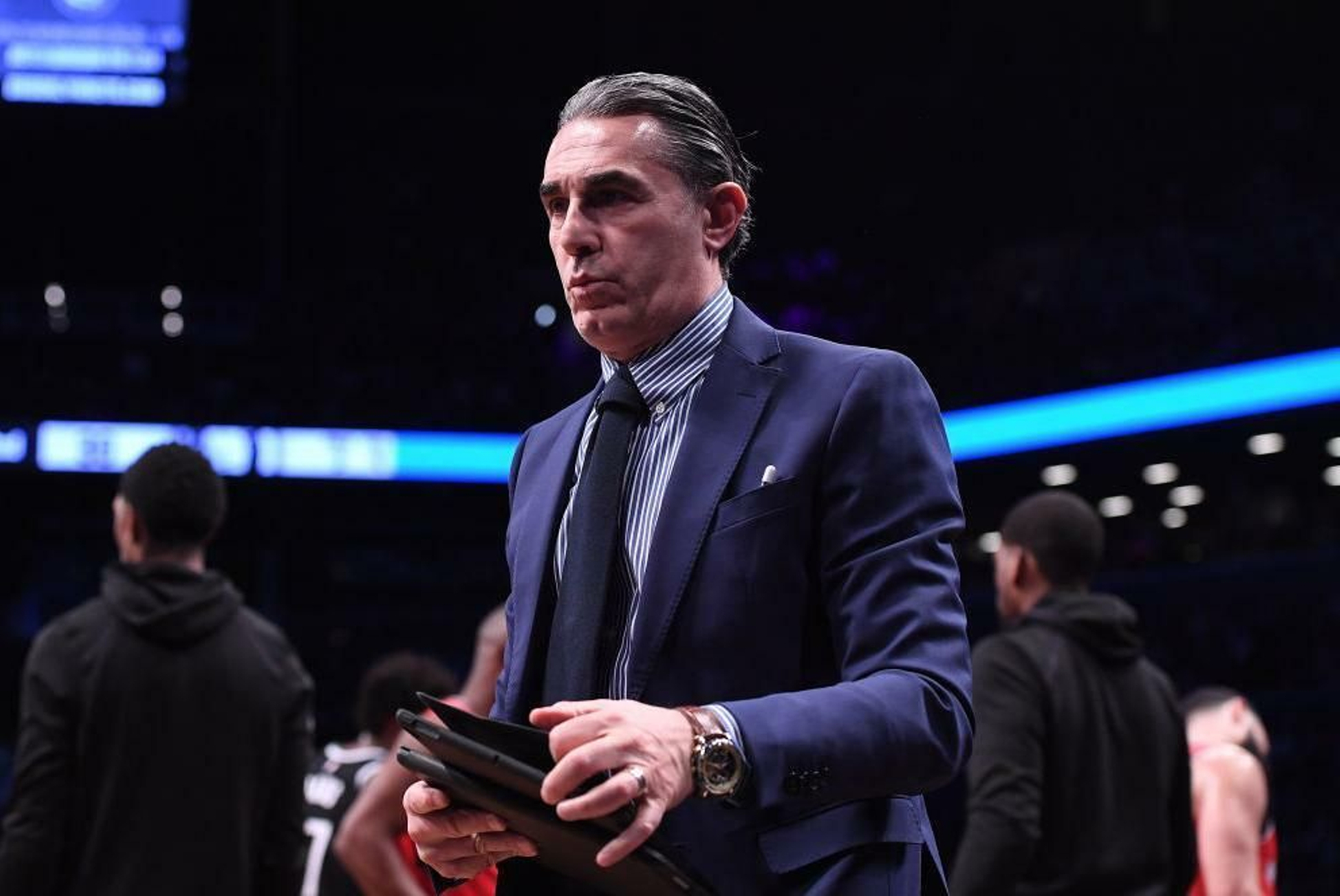 Sergio Scariolo, en un partido con Toronto Raptors.