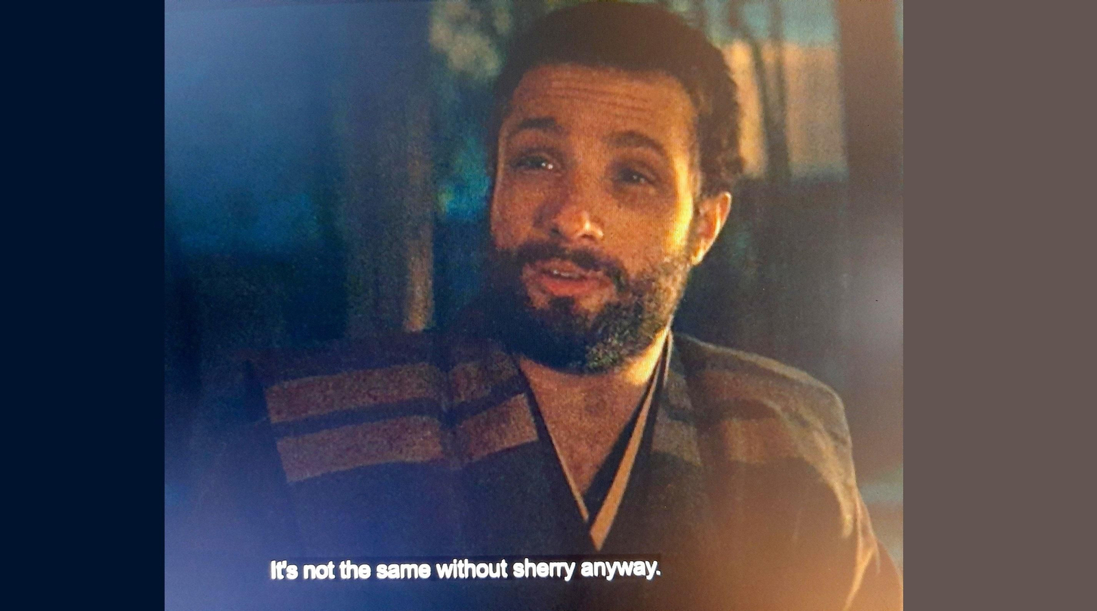 Escena de la serie televisiva Shôgun en la que se cita al vino de Jerez.