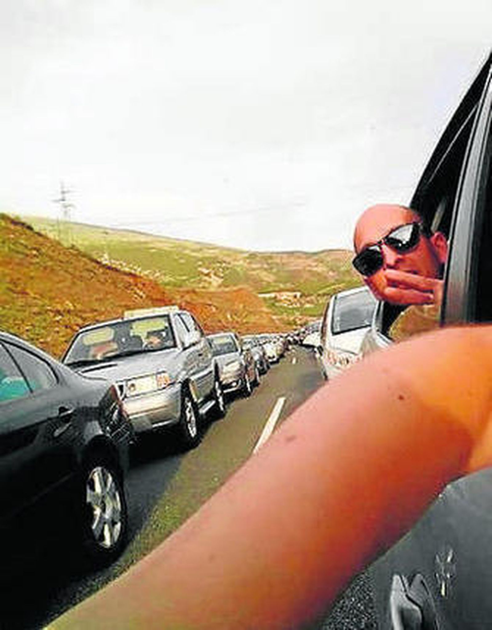 El atasco, ayer a la altura de Padul.