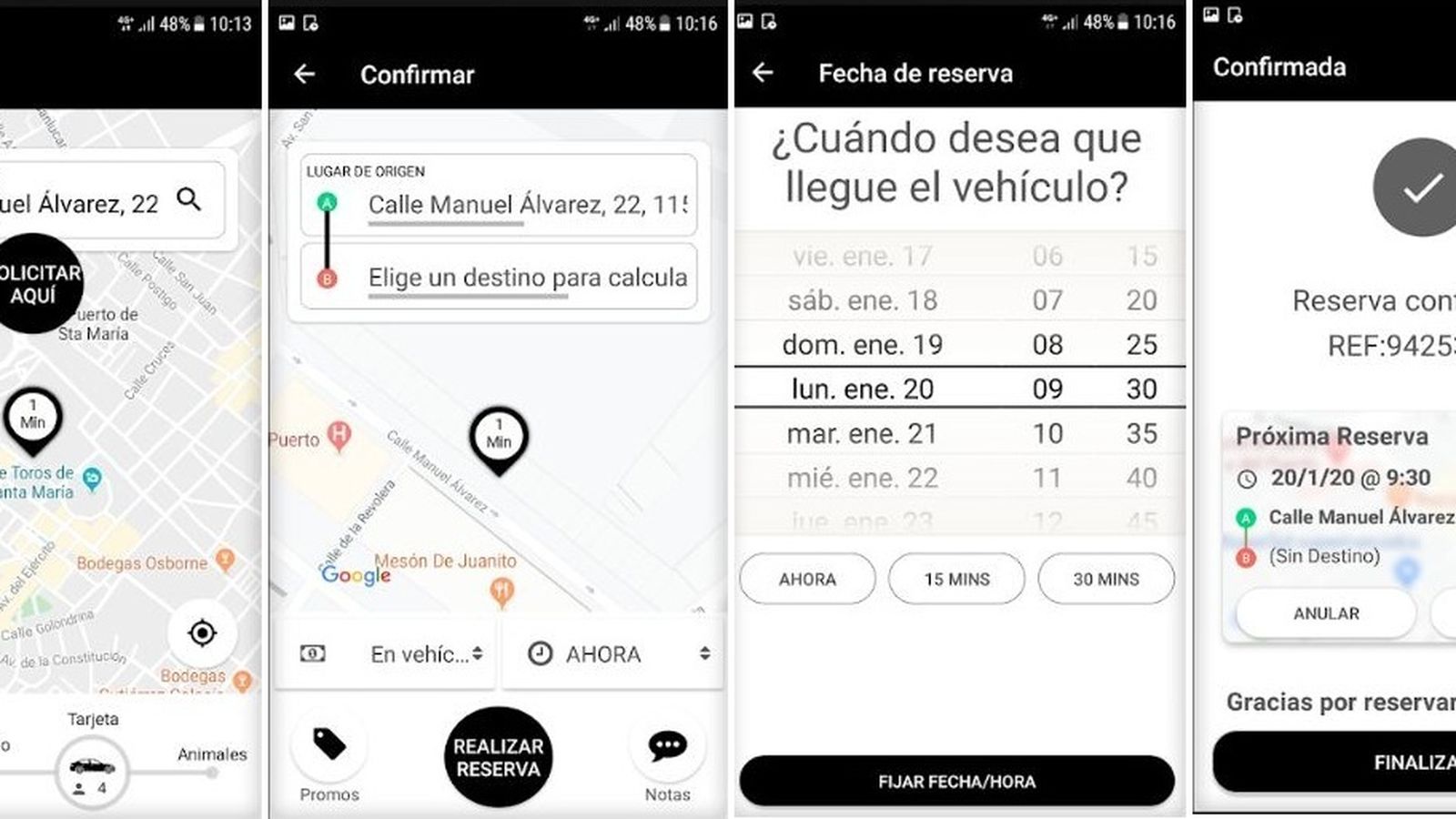 Con la aplicación también se puede reservar taxis para un día y hora concretos.