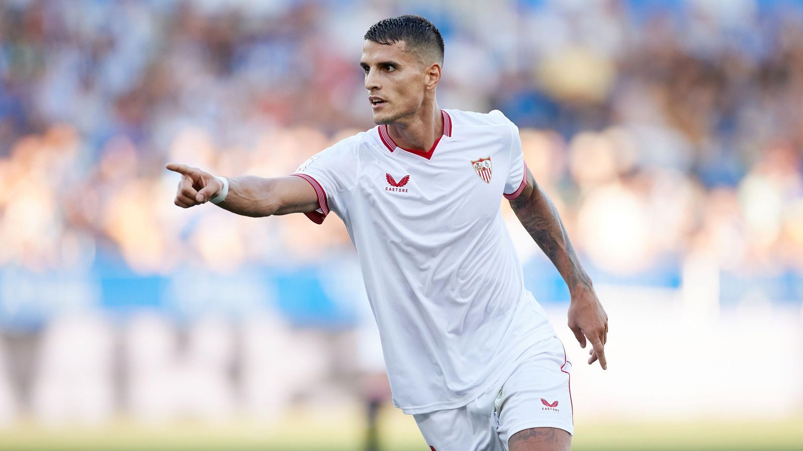 Lamela celebra un gol como jugador del Sevilla.