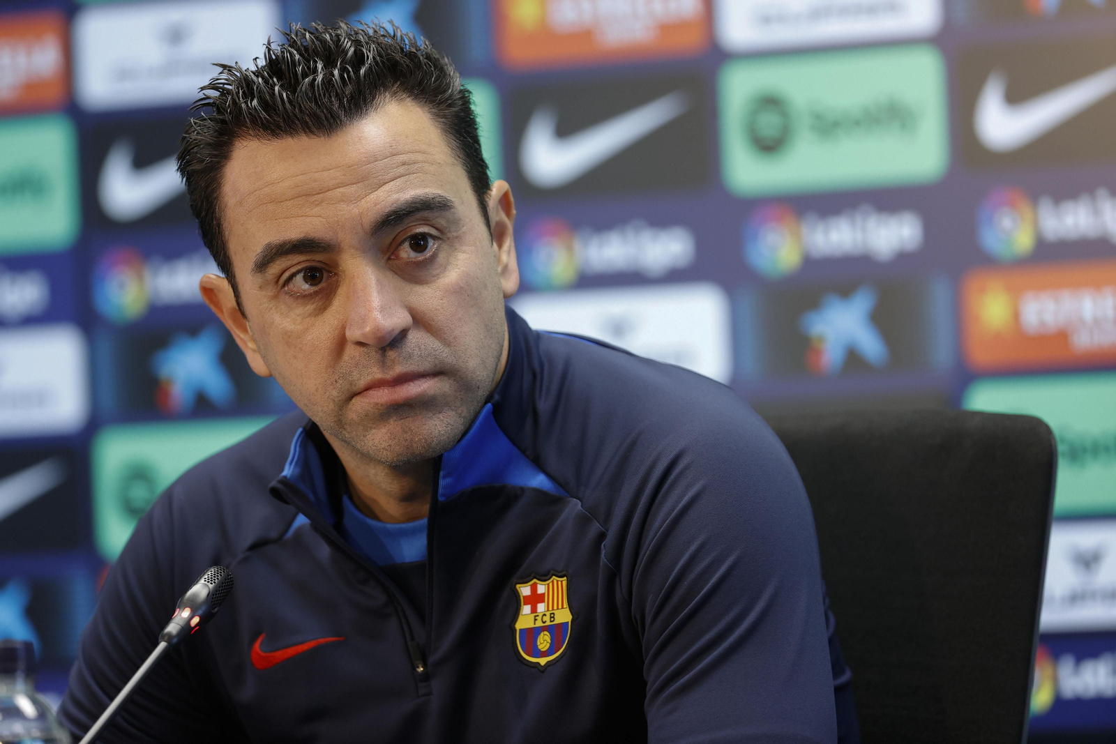 Xavi Hernández, en rueda de prensa.