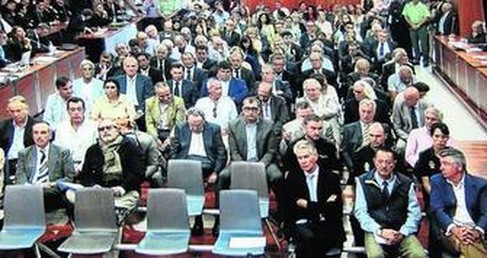 Los acusados de Malaya el 4 de octubre de 2013 en la sala de vistas donde se celebró el juicio y se leyó la sentencia.