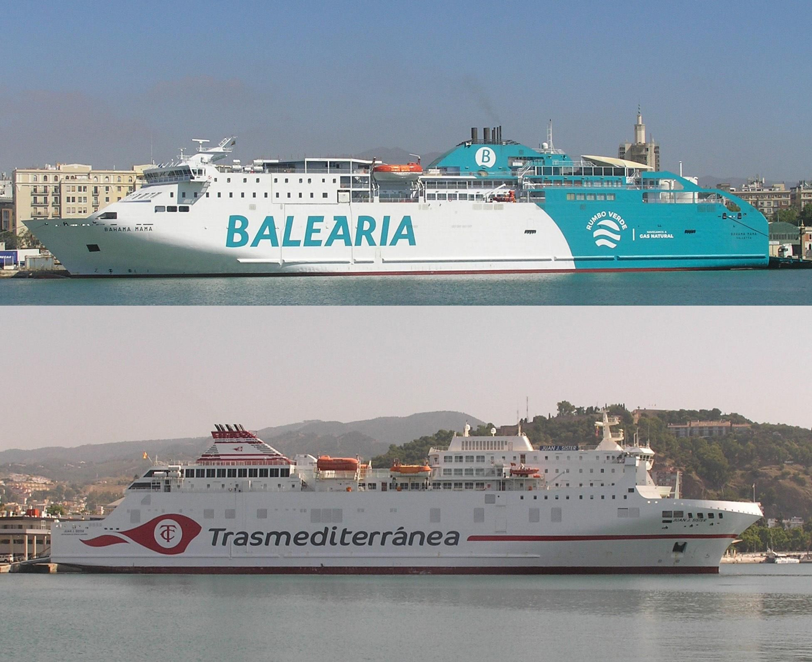 Ferris de Baleària y Armas-Trasmediterránea que iniciarán la temporada reducida de viajes a Melilla.