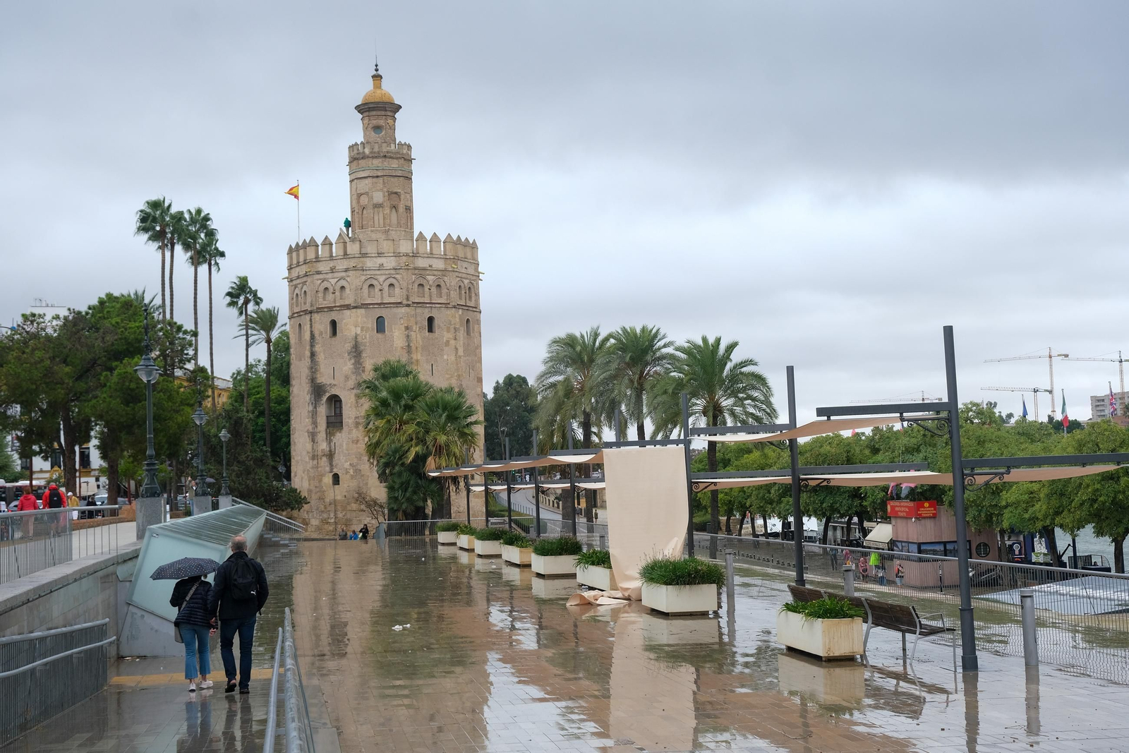 Los primeros estragos del temporal 'Kirk' en Sevilla.