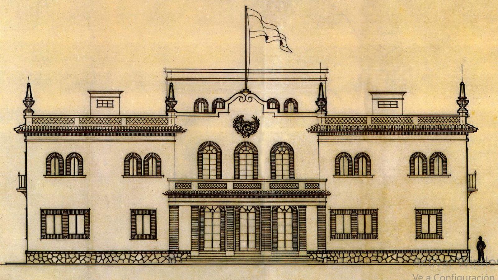 Alzado de la fachada de la Sede de la Junta de Obras del Puerto proyectada el 23 de abril de 1946.