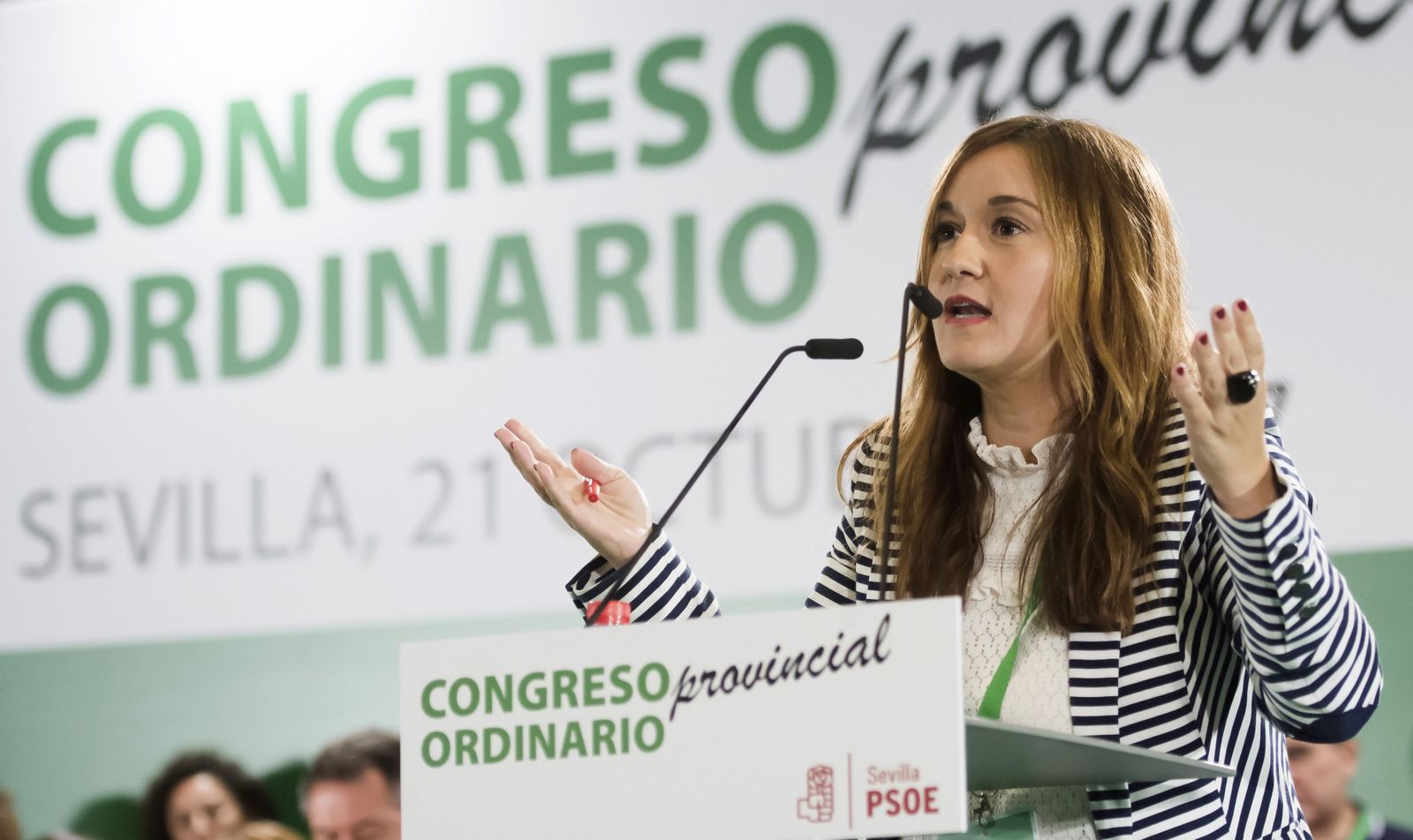 La secretaria, Verónica Pérez, en el último congreso del PSOE de Sevilla.
