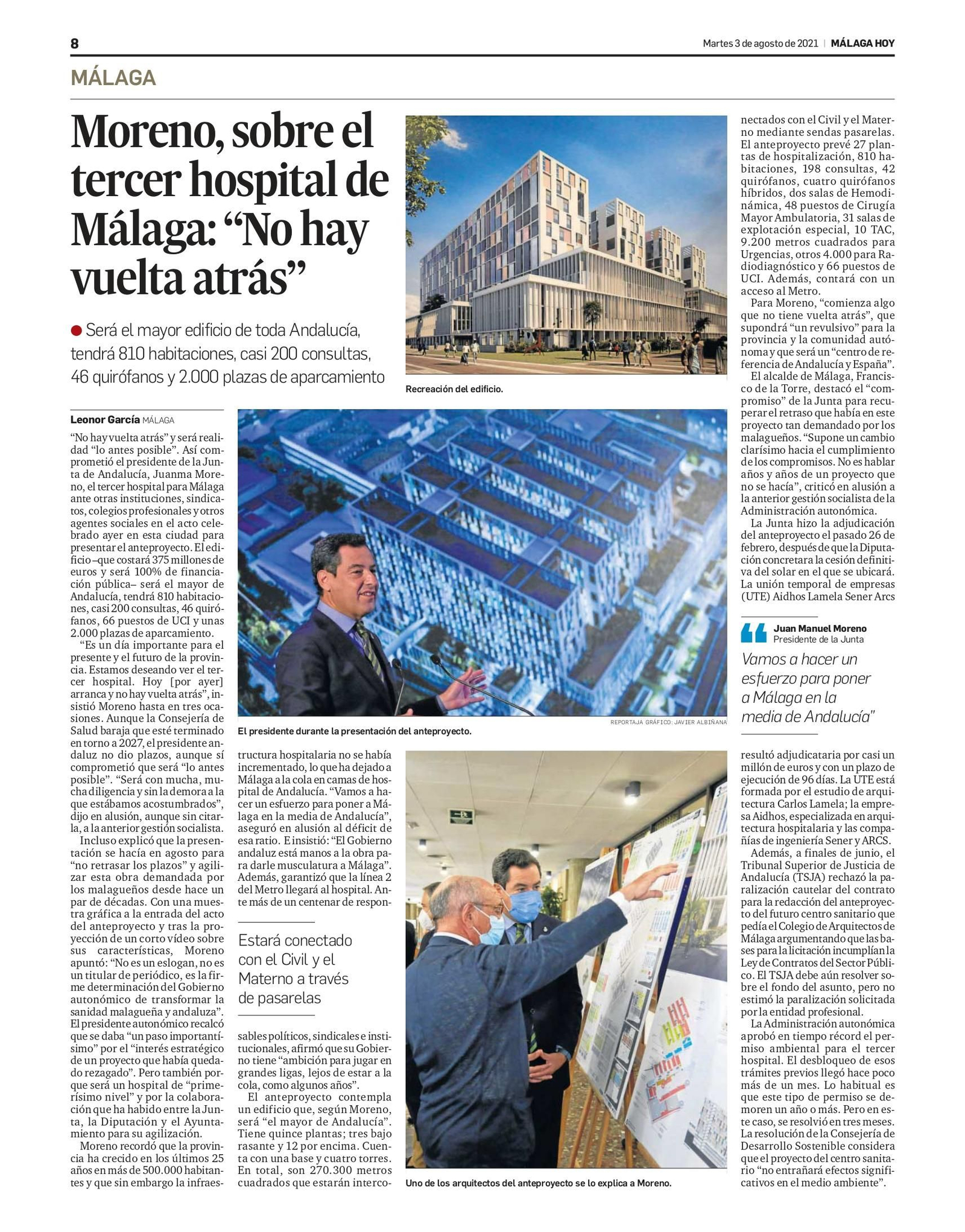 "No hay vuelta atrás", Moreno sobre el tercer hospital de Málaga. "No hay vuelta atrás", Moreno sobre el tercer hospital de Málaga.