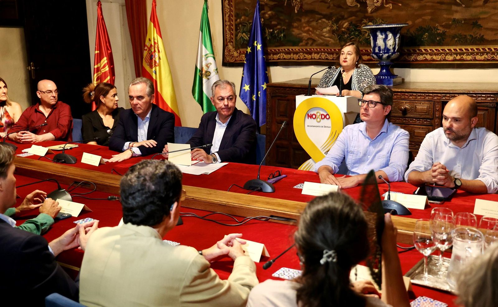 Un momento de la sesión del Consejo de Sevilla 2029 celebrada en el Alcázar.