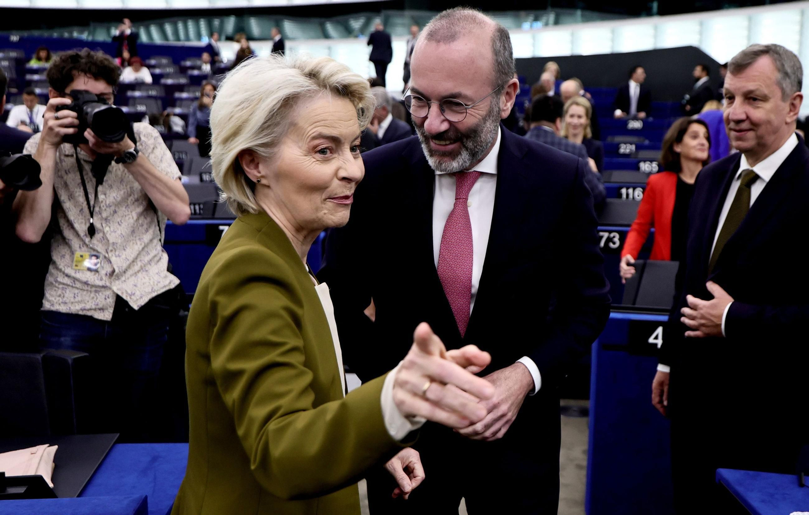 Ursula von der Leyen y Manfred Weber, en la sede del Parlamento Europeo de Estrasburgo.