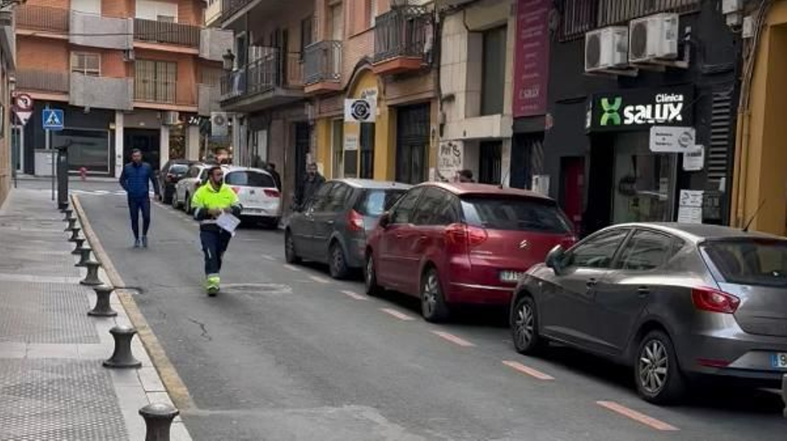 Imágenes de la primera fase del cambio de sentido de nueve calles de Huelva