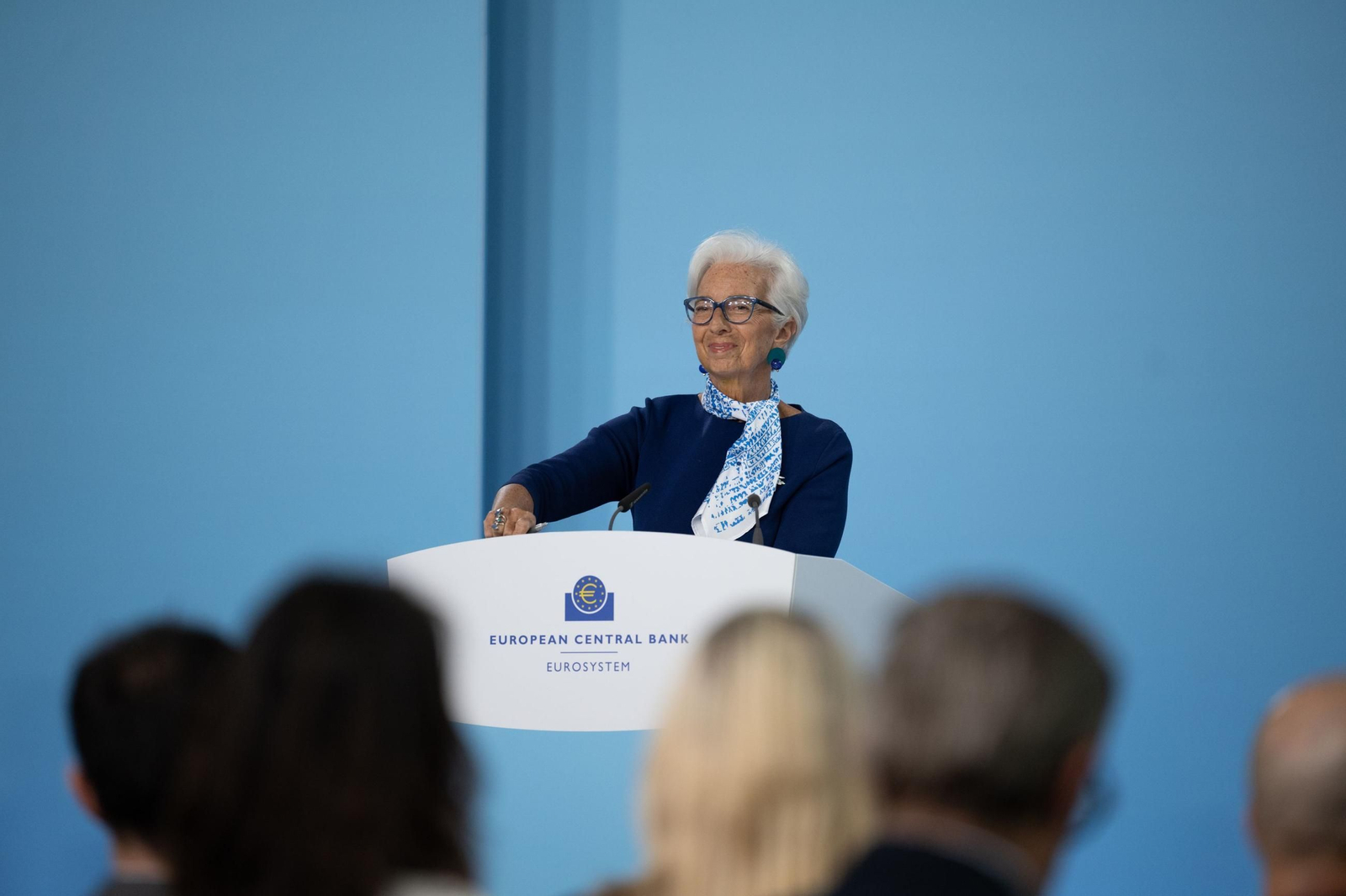 La presidenta Christine Lagarde en conferencia de prensa del Consejo de Gobierno en el BCE.
