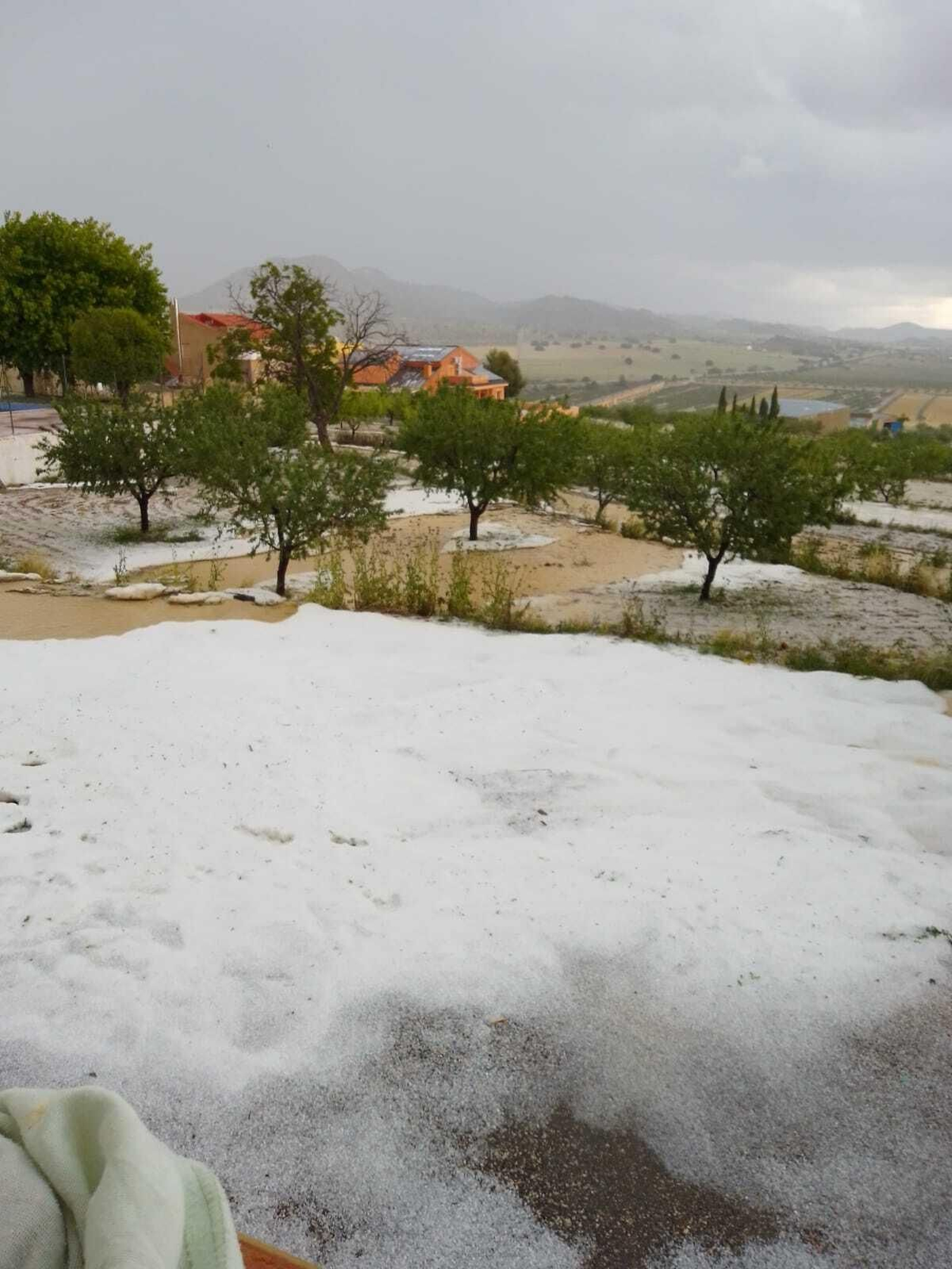 Granizo, ayer. Imagen cedida por Albina Mateos
