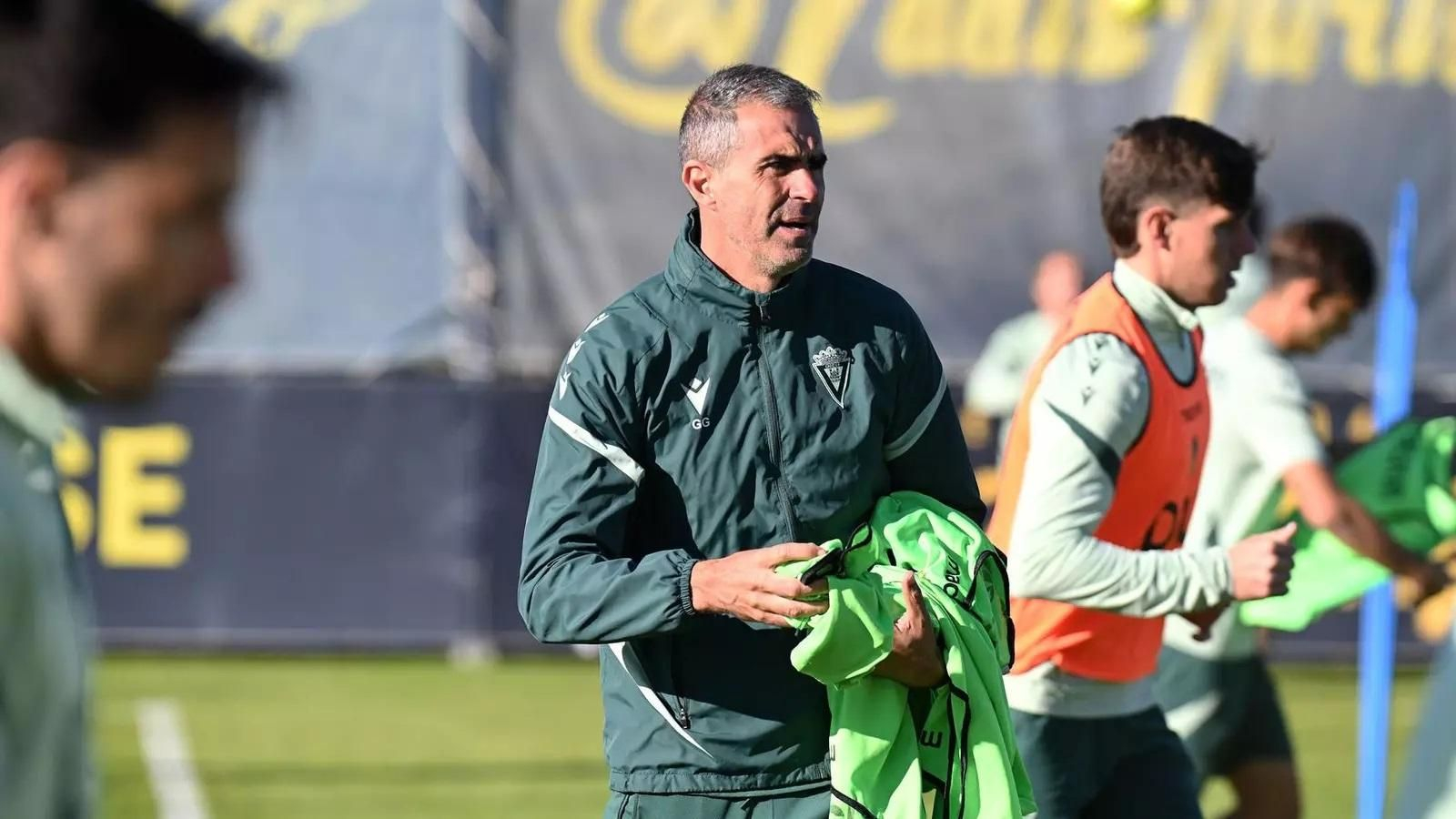 Garitano, durante un entrenamiento.