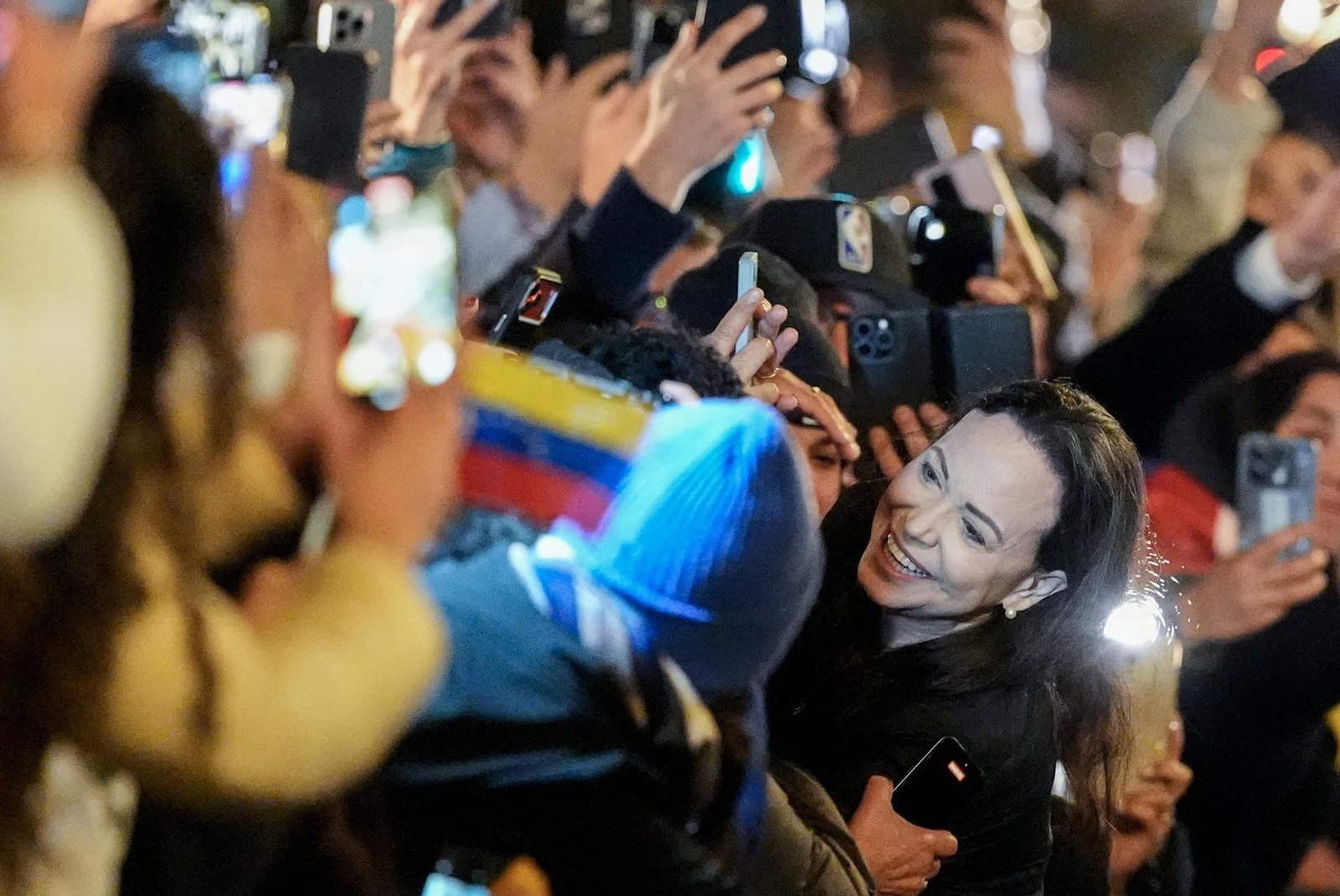 María Corina Machado, recibida por venezolanos en Noruega.