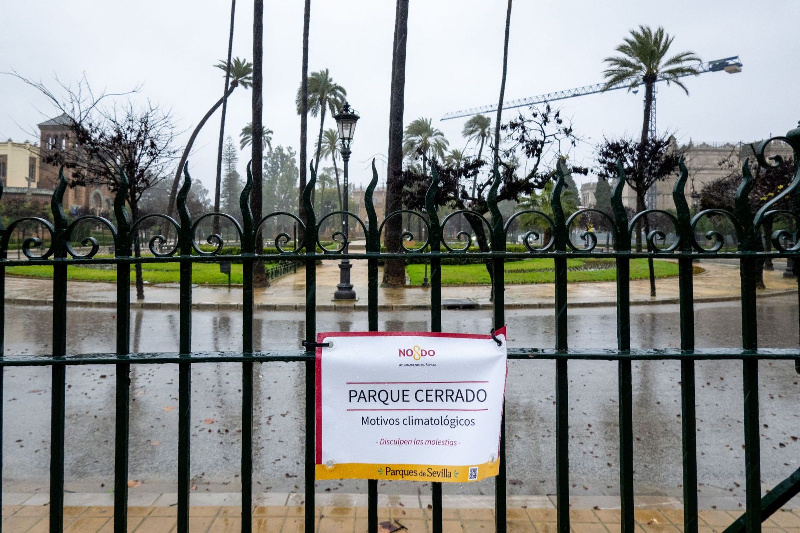 El cierre del parque de María Luisa días atrás con la última borrasca