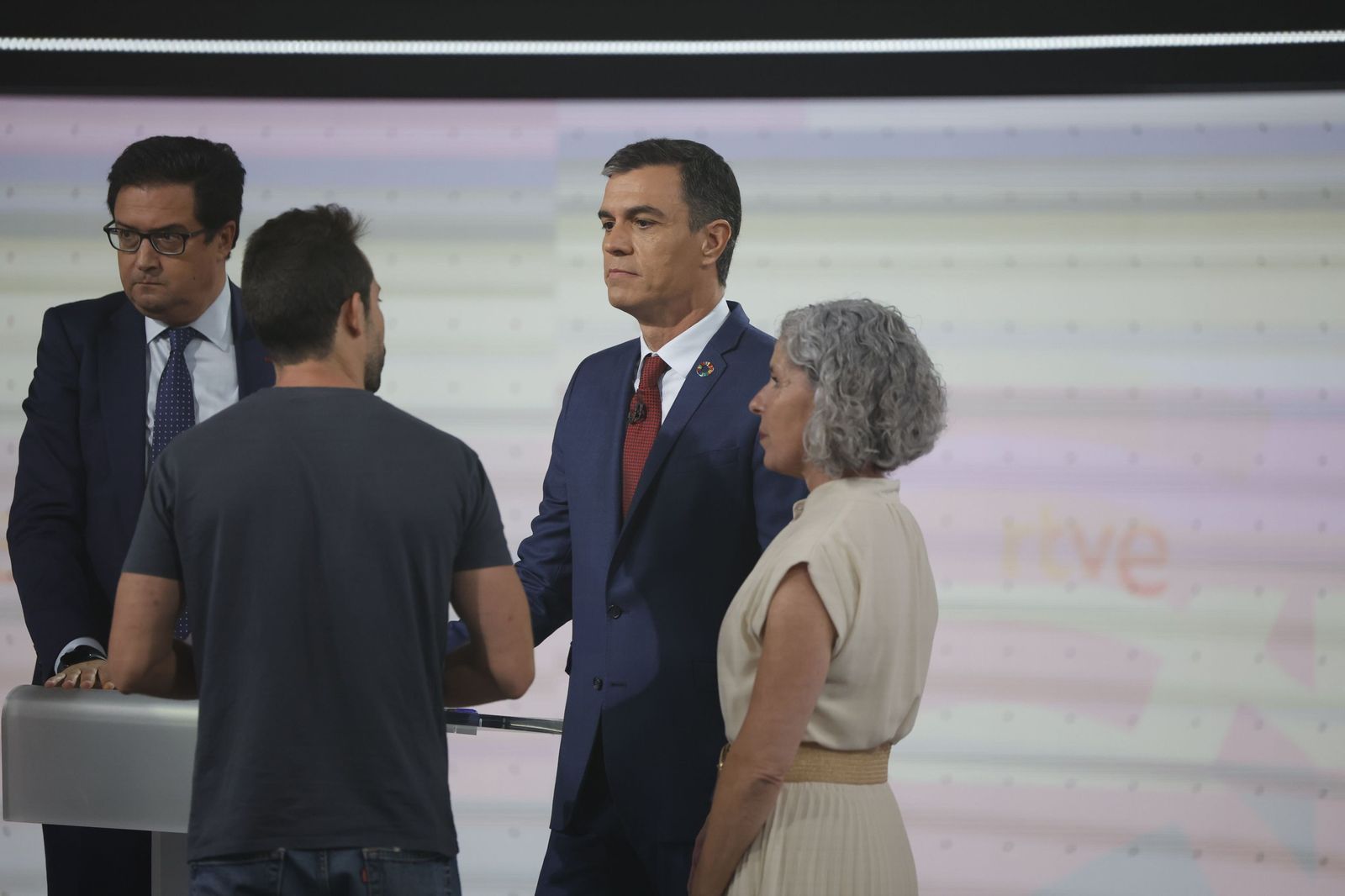 Las fotos del debate de TVE con Pedro Sánchez, Yolanda Díaz y Santiago Abascal