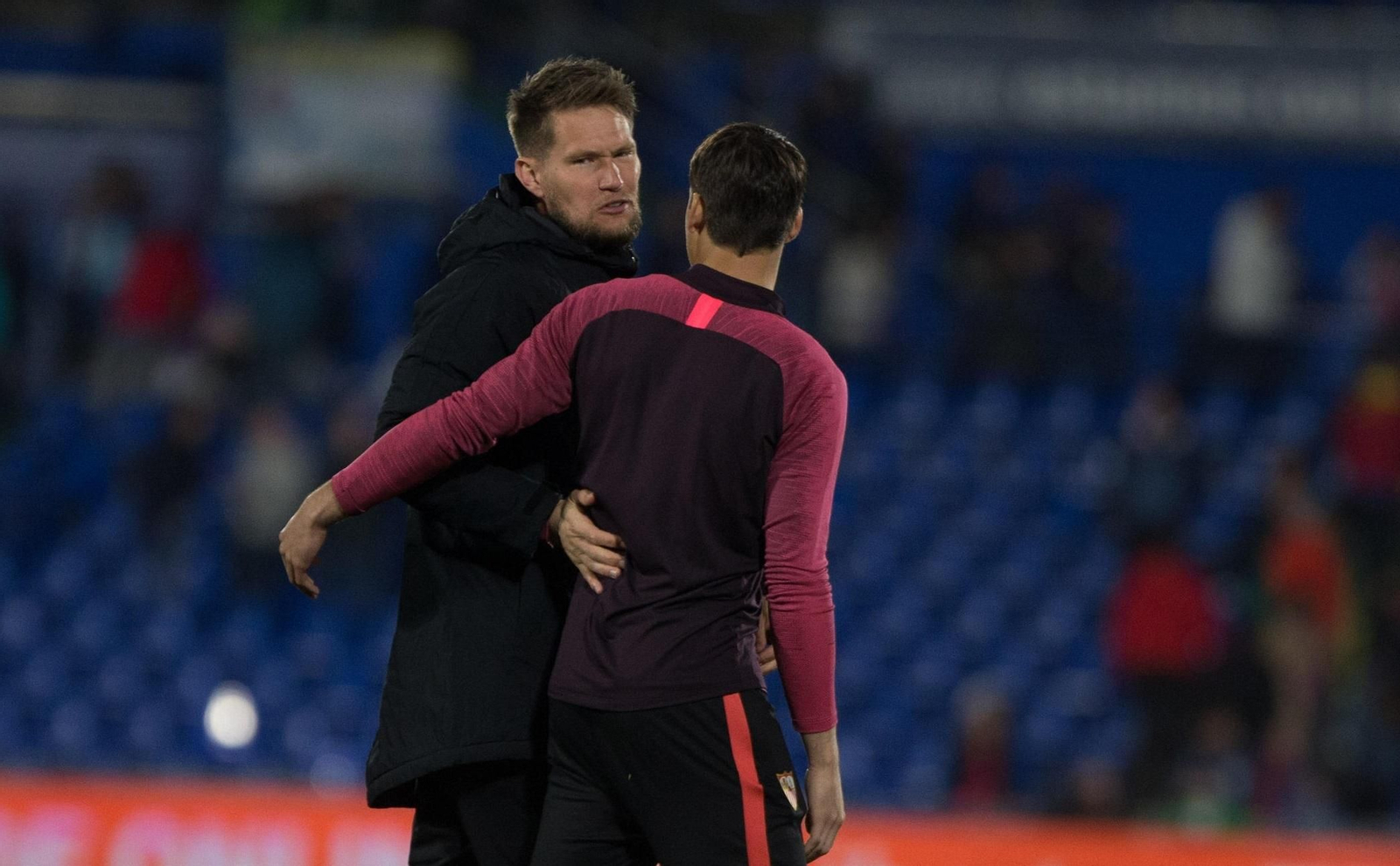 Vaclík, antes de un partido del Sevilla FC.