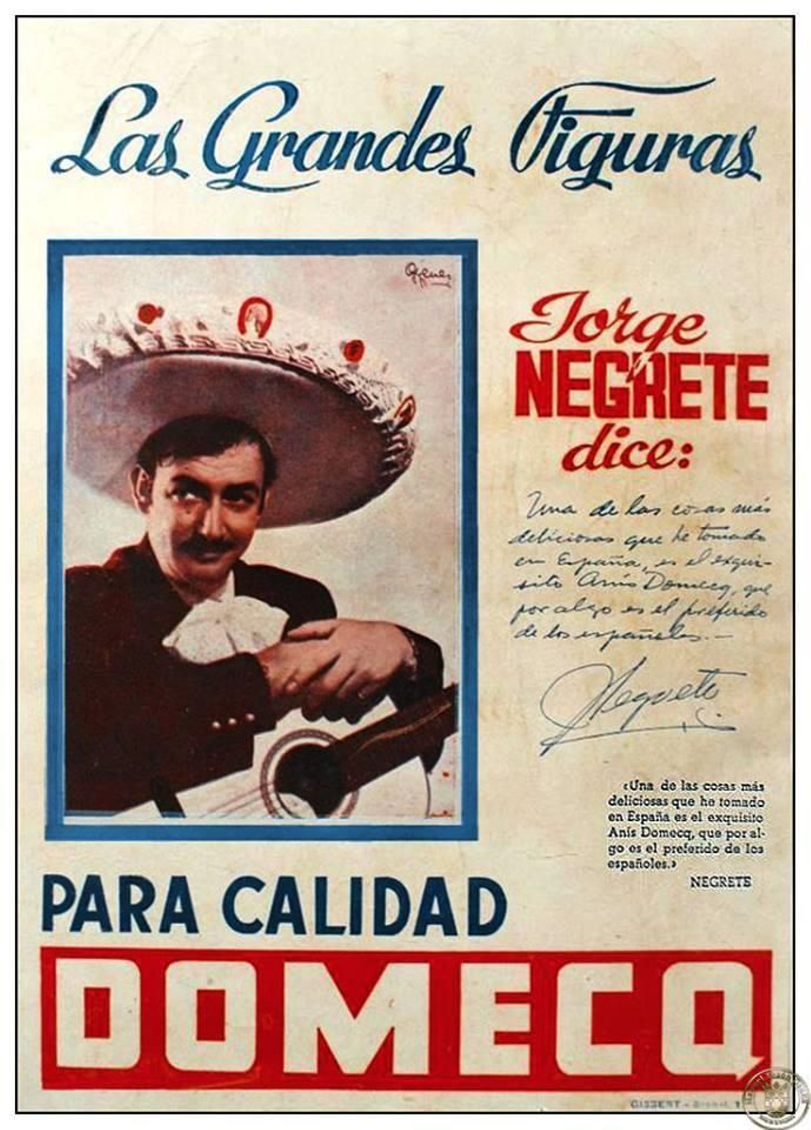 Jorge Negrete anuncia Domecq, años '40.