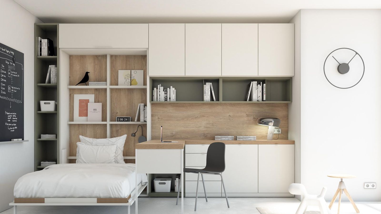 Dormitorio juvenil con espacio aprovechado.