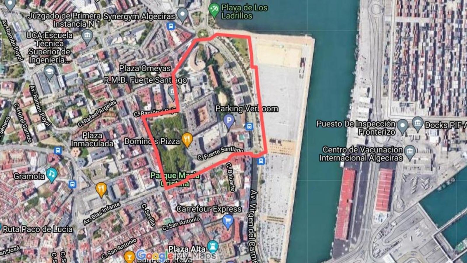 Delimitación de la zona de bajas emisiones en Algeciras