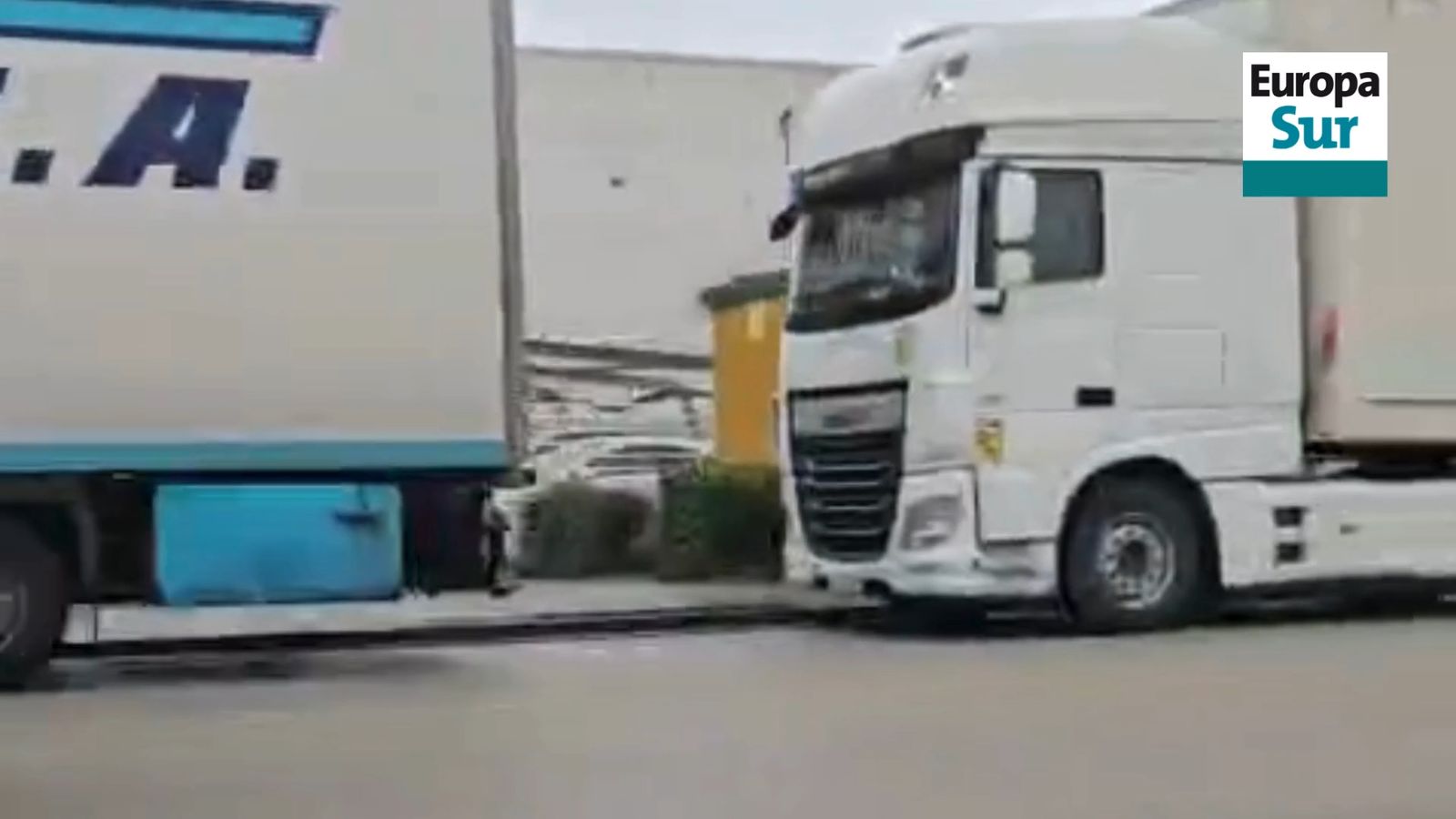 Camiones acumulados en las calles del polígono de Palmones.