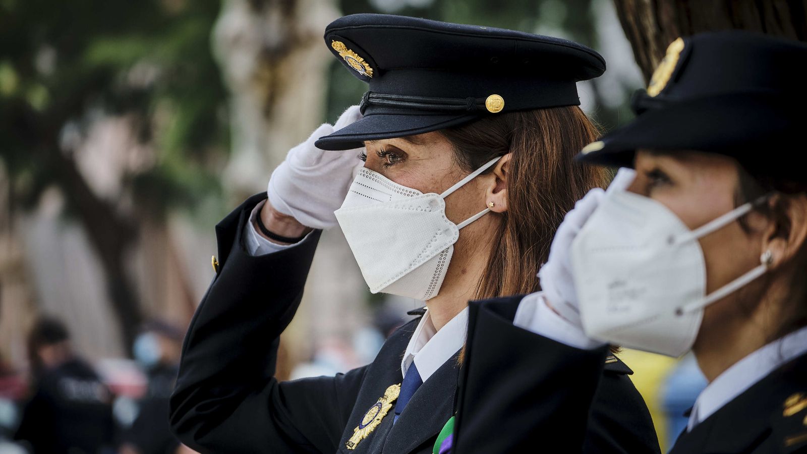 Acto de  juramento de 22 nuevos inspectores de la Policía Nacional en la Plaza de España.