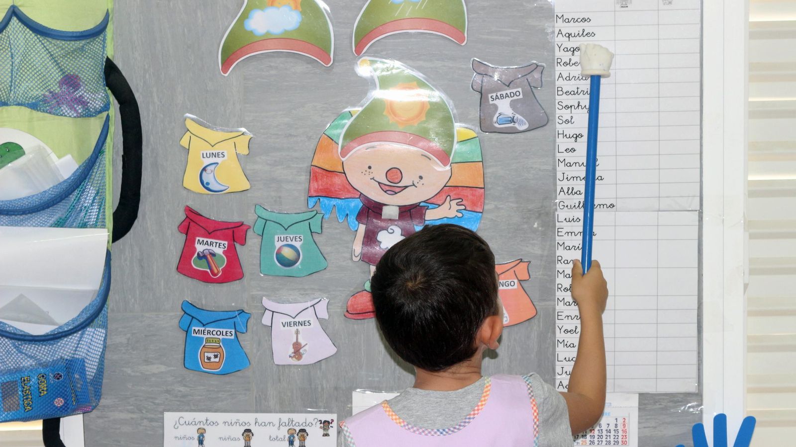 Un pequeño de la E.I. Elvira Lindo pasa lista a sus compañeros