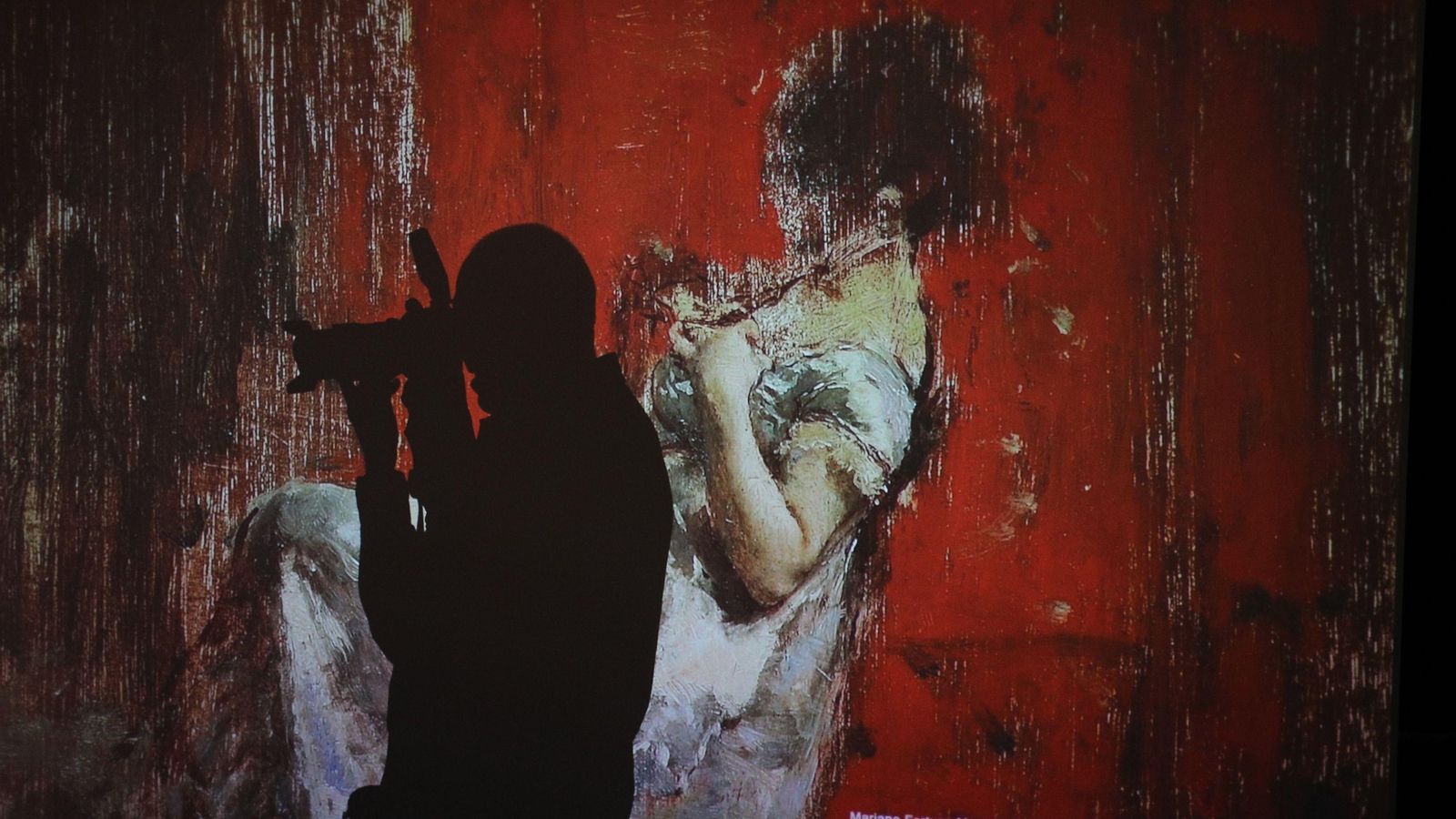 Un fotógrafo junto a uno de los cuadros de la exposición inmersiva 'Mariano Fortuny y Madrazo : Ciencia, Arte y Tecnología' Un fotógrafo junto a uno de los cuadros de la exposición inmersiva 'Mariano Fortuny y Madrazo : Ciencia, Arte y Tecnología'