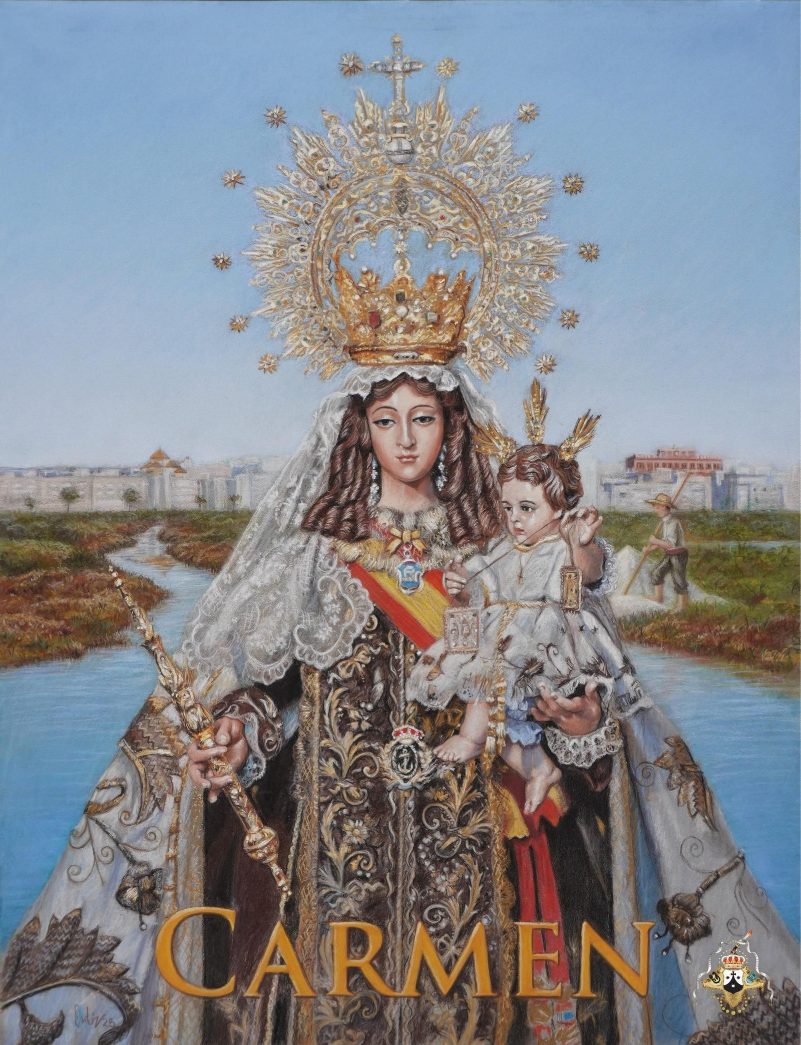 Cartel que anuncia la festividad del Carmen en San Fernando, obra de Roberto Ortiz González Cartel que anuncia la festividad del Carmen en San Fernando, obra de Roberto Ortiz González