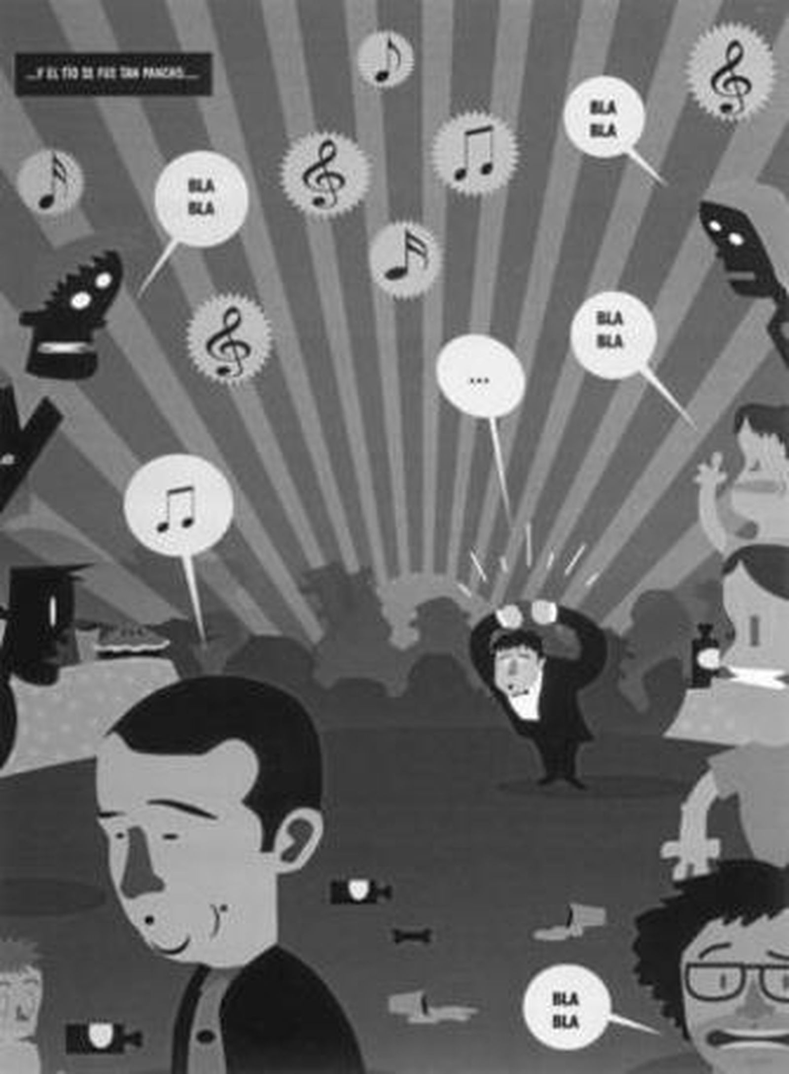 Una página del cómic: Amenábar se aleja tan pancho tras un encontronazo con Costa, al fondo, perplejo.