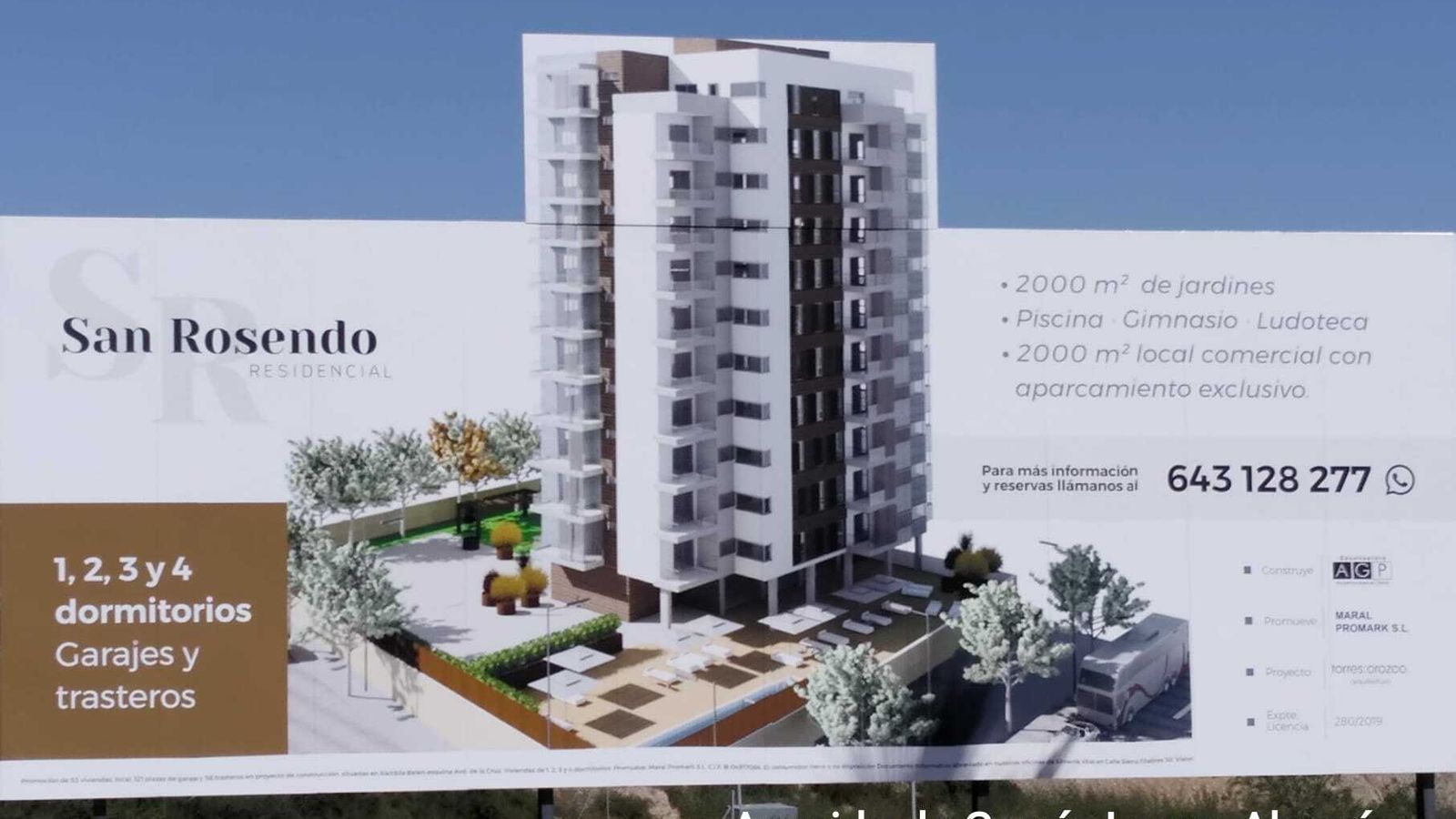 Cartel del residencial San Rosendo en la Rambla