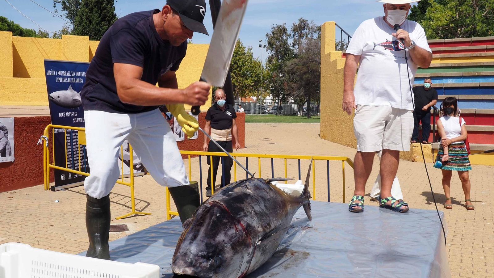 Ronqueo de un atún en público en Isla Cristina