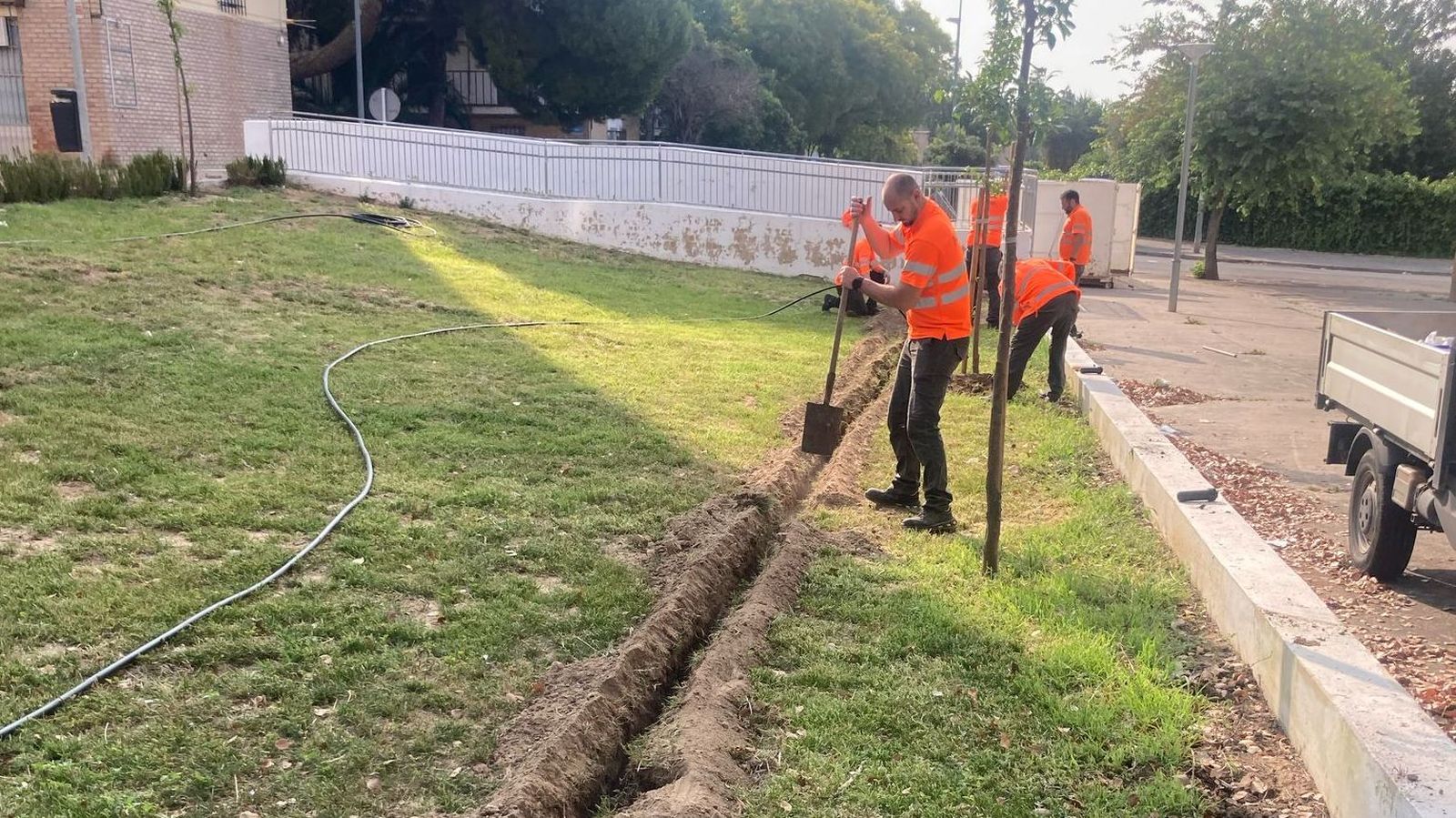 Trabajos en la plaza Venus.